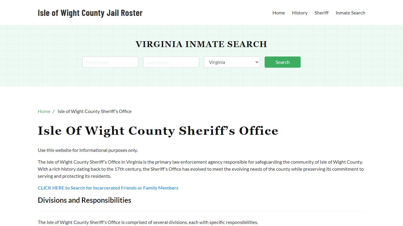 Isle of Wight County Sheriff Office, VA, Arrest Warrants Search