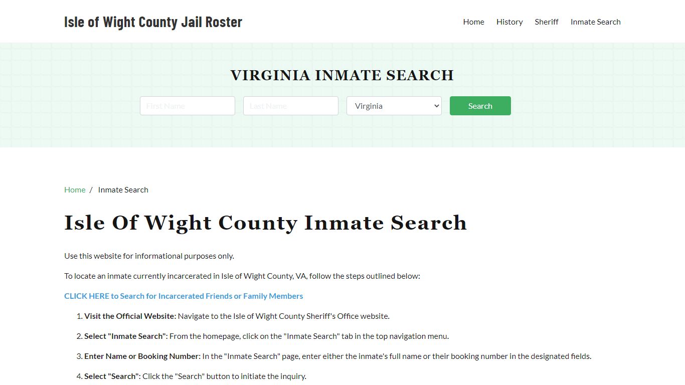 Isle of Wight County, VA Detainee Lookup