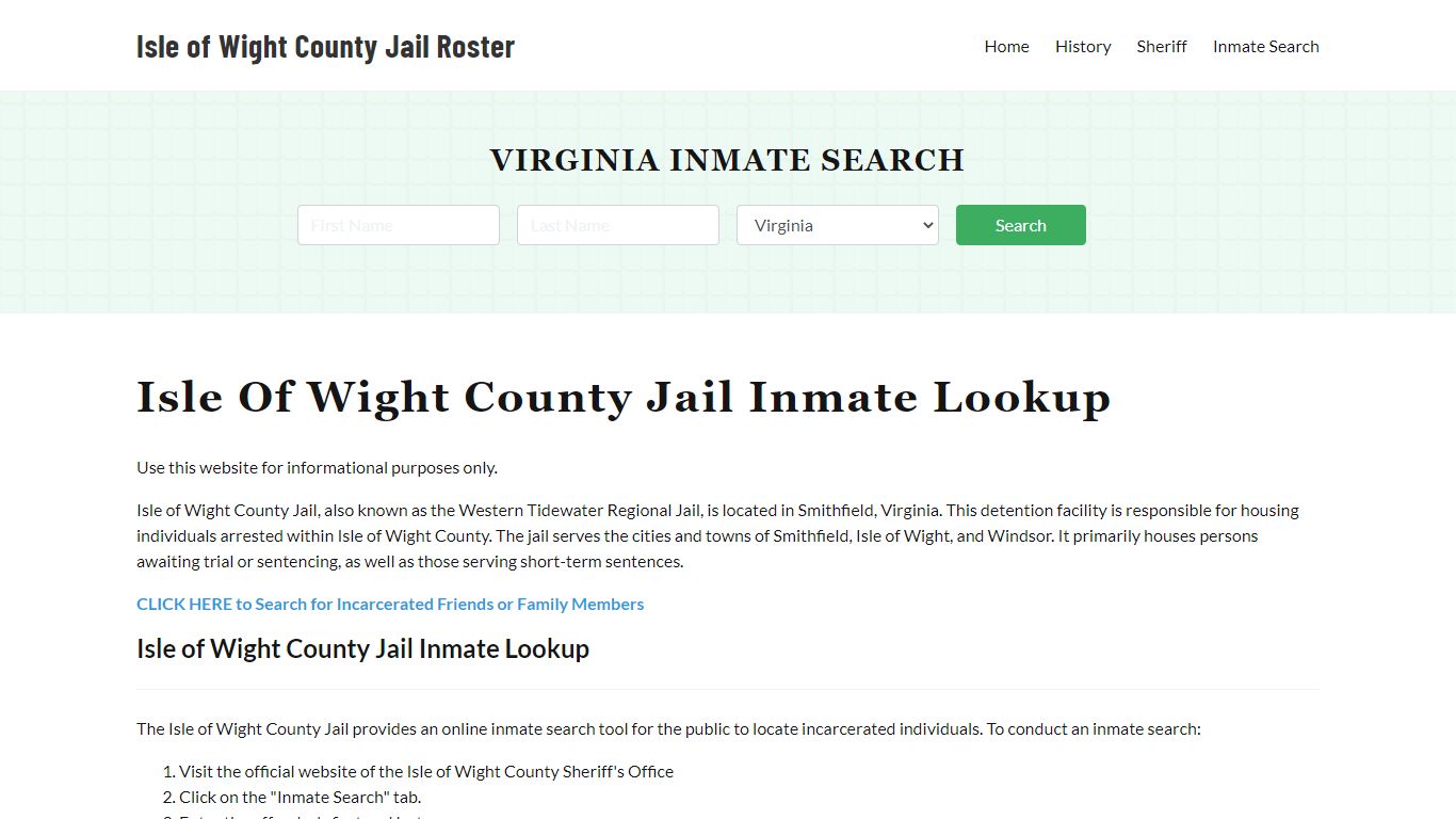 Isle of Wight County Jail Roster Lookup, VA, Inmate Search