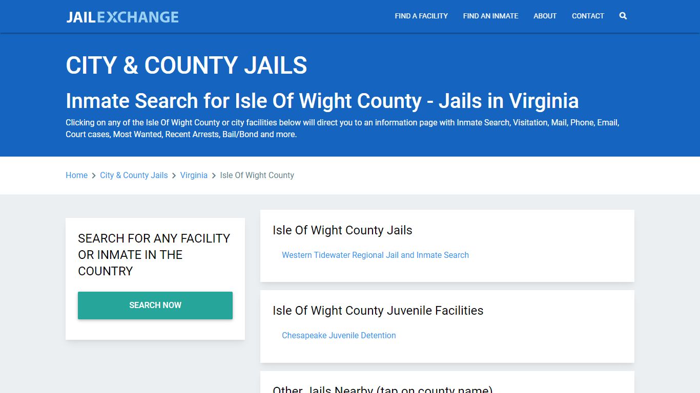 Inmate Search for Isle Of Wight County | Jails in Virginia - Jail Exchange